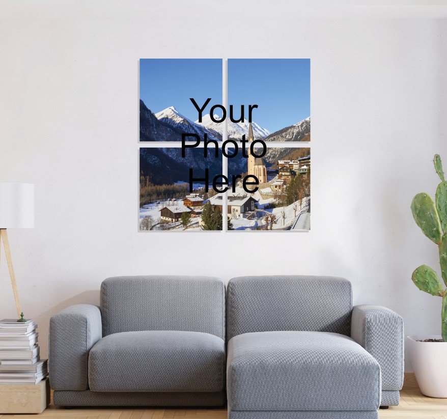 Stretched Split Canvas of an Austrian Village in winter