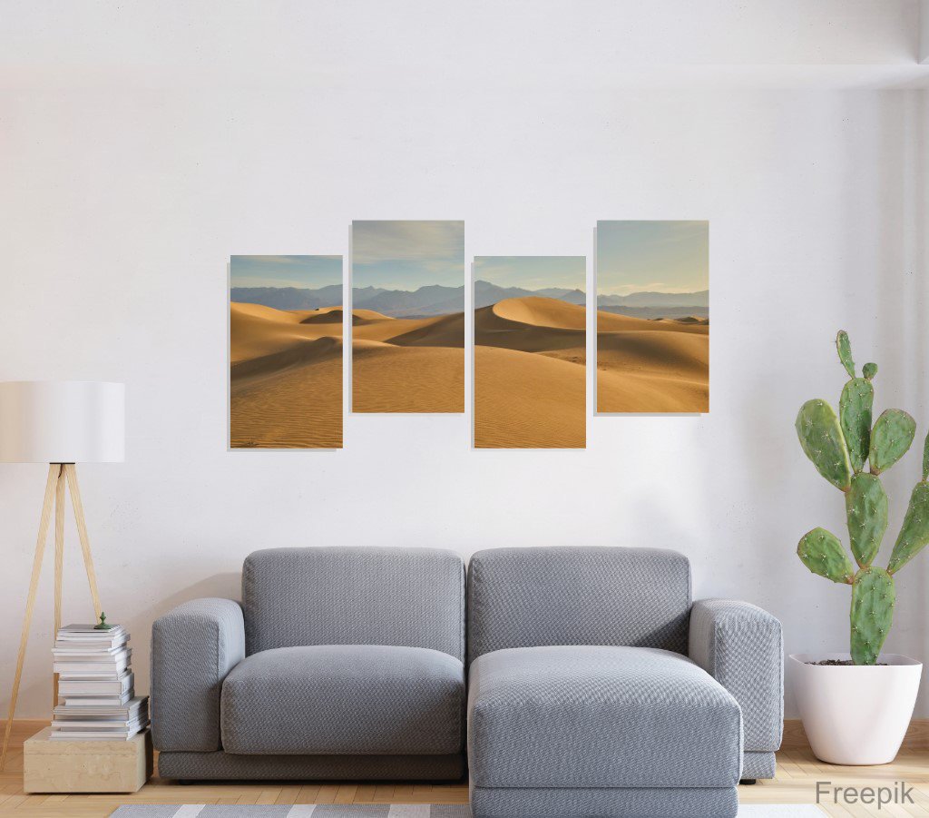 Multi-Panel Canvas 4 Steps , Death Valley, showing in the living room.