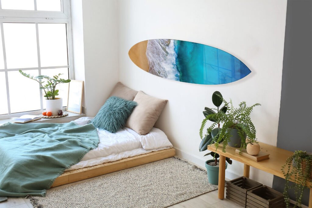 surfboard printed as home decor