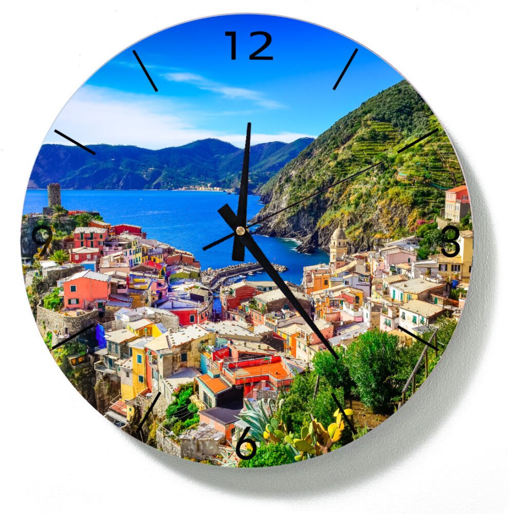 Acrylic Clock of village in Cinque terre