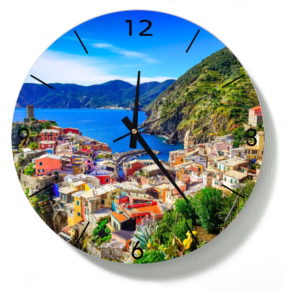 Acrylic Clock of village in Cinque terre