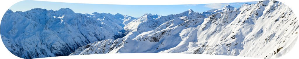 Acrylic Snowboard of an Alpine Landscape