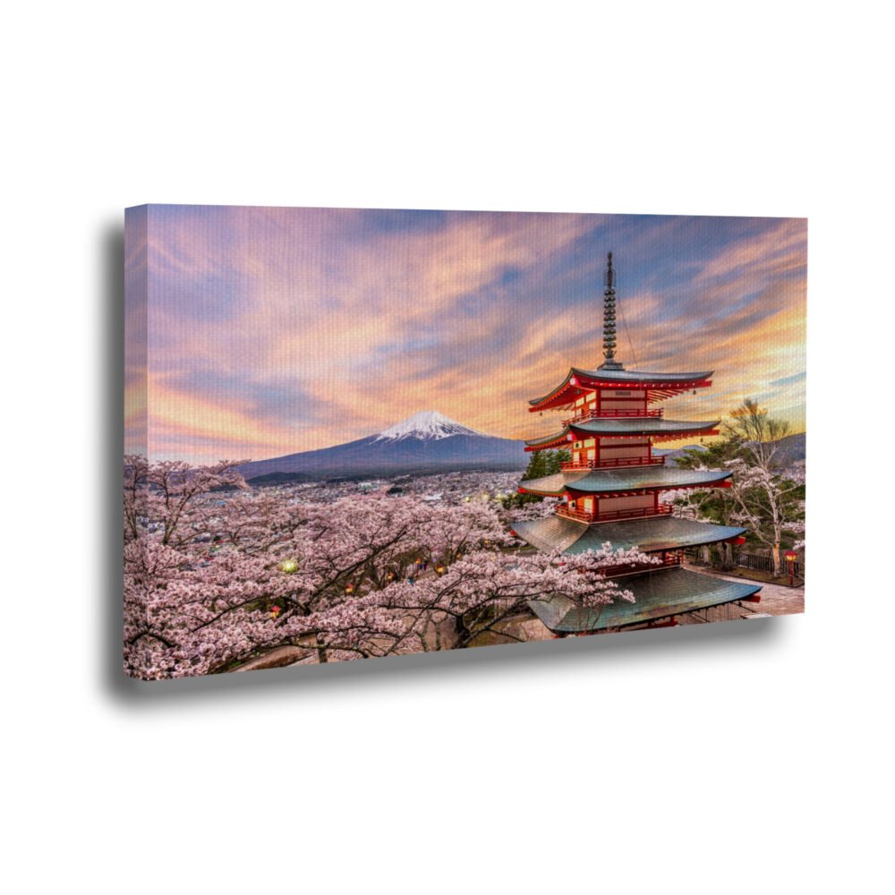 Mount fuji at spring on canvas